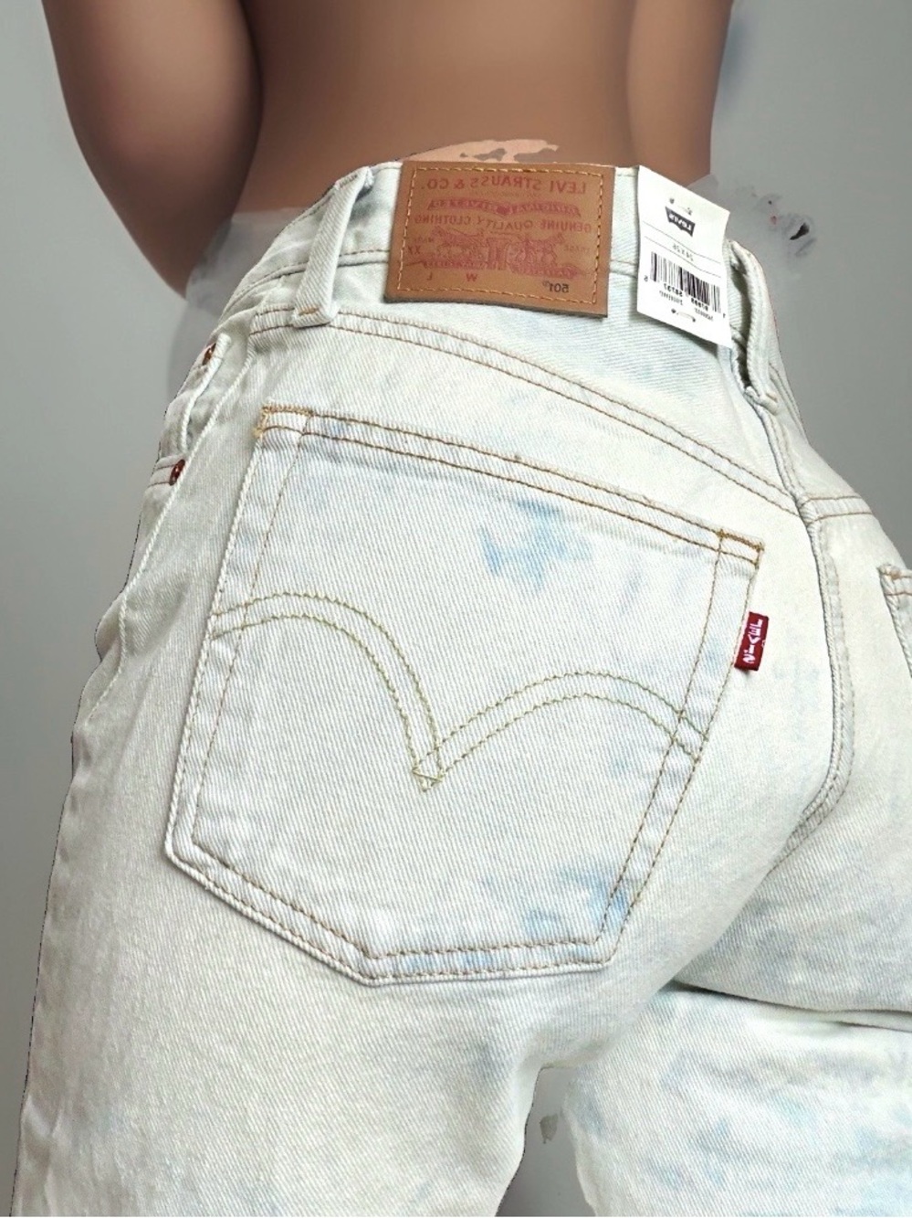 Women’s Levi’s 501 High Rise Light Acid Wash Straight Jeans 24 Cropped Crop NWT